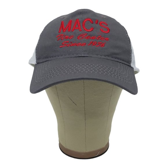 Outdoor Cap Macs Tire Center Mesh Strapback Cap Trucker Baseball Hat Gray Red - Picture 4 of 12